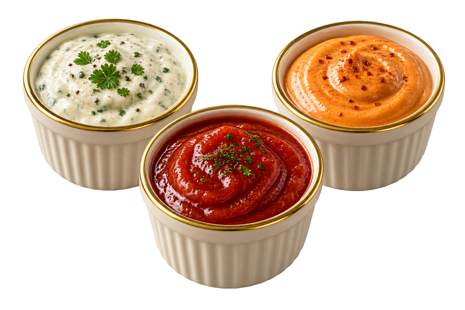 Trois pots de sauces